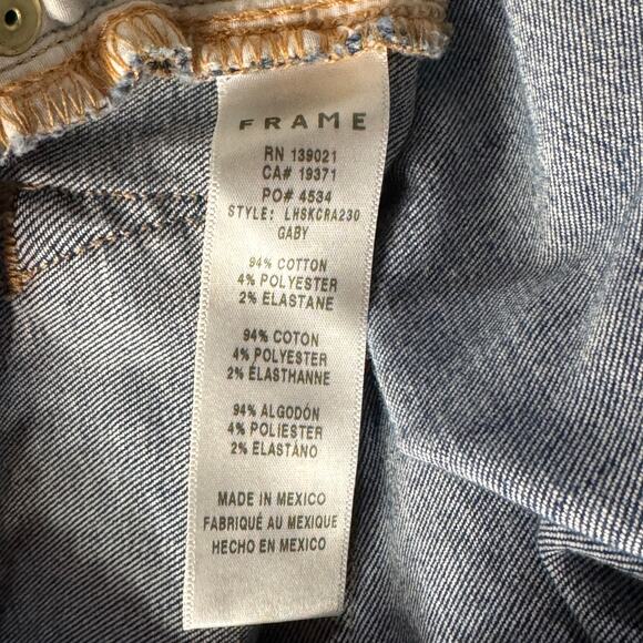 FRAME SZ 26 Le High Skinny Crop Jeans Distressed Zip-Fly Mid-Rise Fray Gaby Wash - Picture 10 of 11